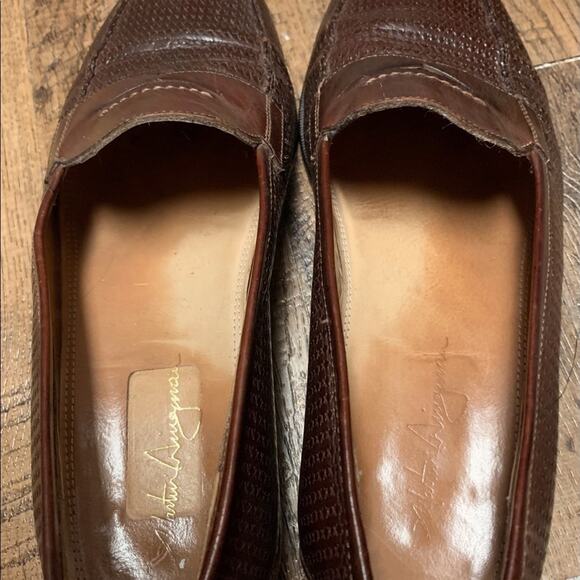 ?MARTIN DINGMAN Textured Dark Brown Slip On LOAFER  Size 10 M
